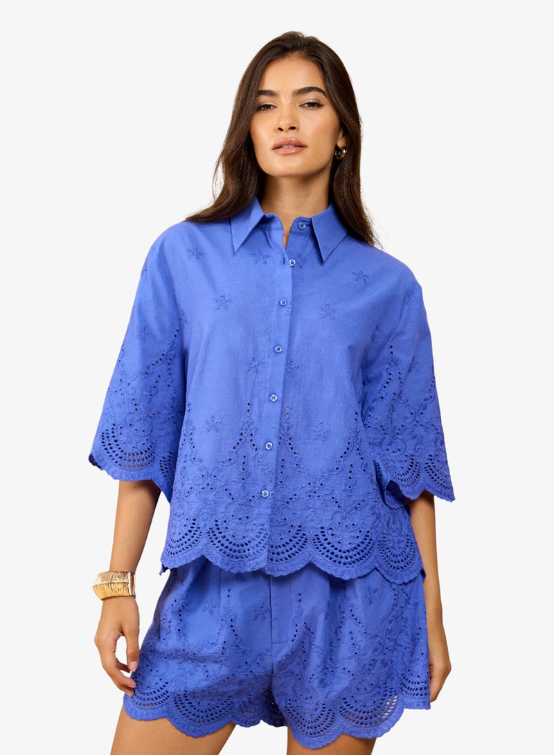 Little Mistress Blue embroidered Shirt - Image 1